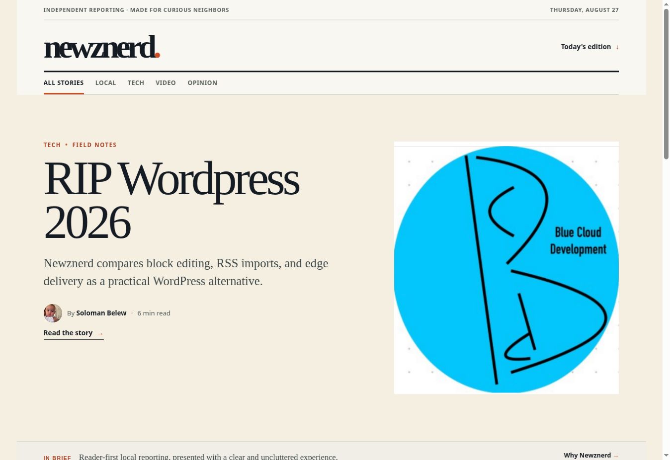 NewzNerd independent publishing homepage